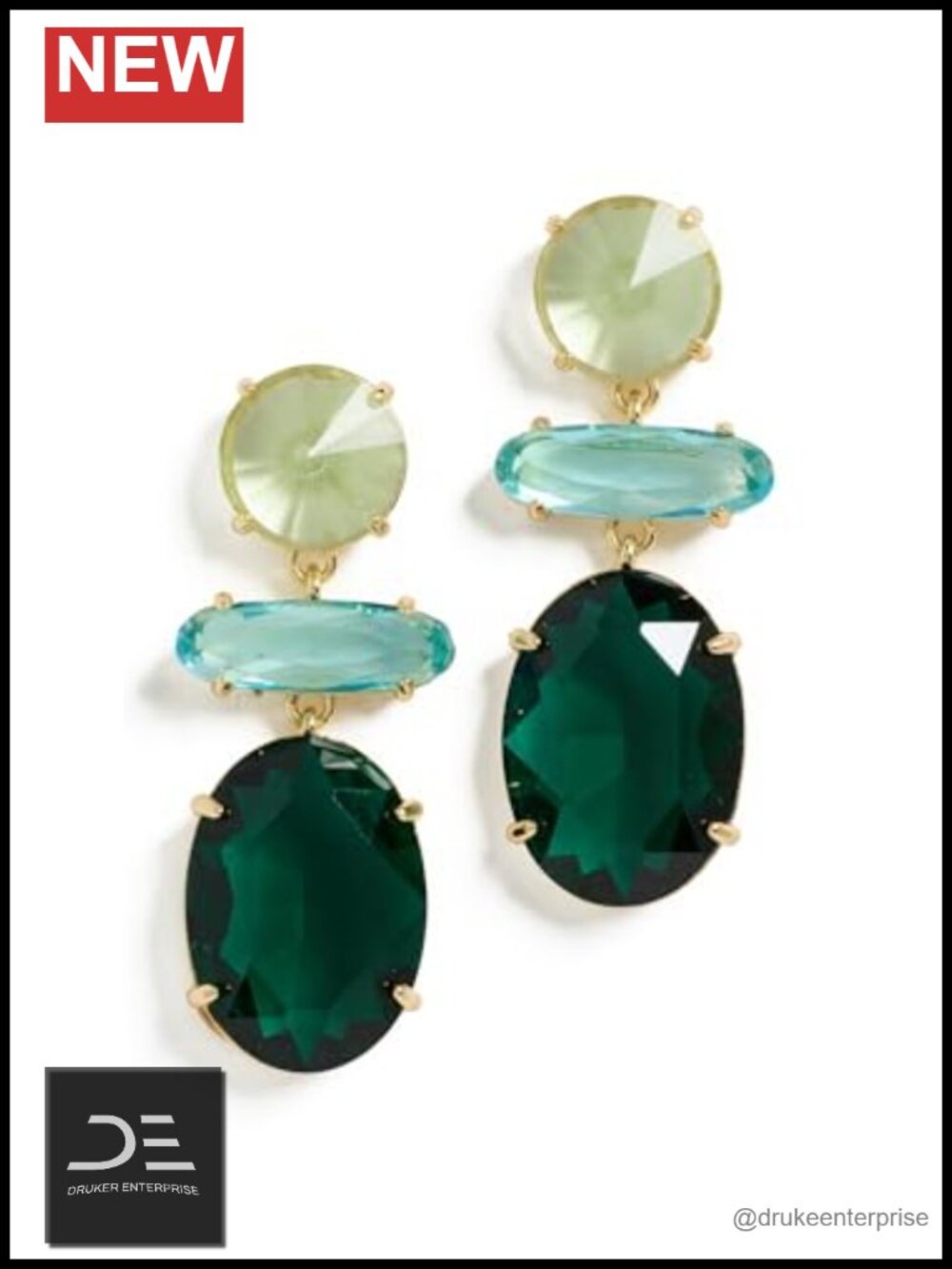 14K Gold Plated Drop Post Earrings for Women
